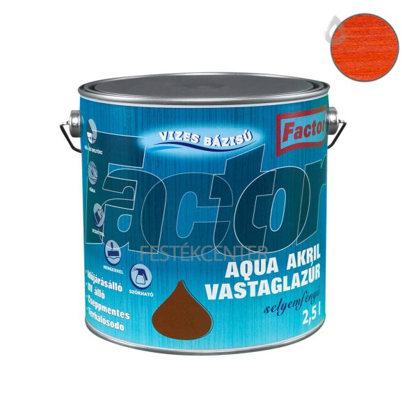 Factor aqua selyemfényű akril vastaglazúr - mahagóni - 2,5 l