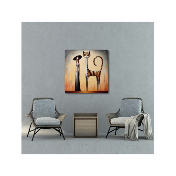 Nő macskával 701 - poszter - 50 x 50 cm