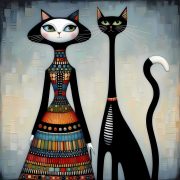 Nő macskával 702 - poszter - 50 x 50 cm