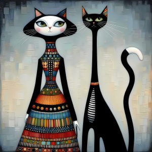 Nő macskával 702 - poszter - 50 x 50 cm