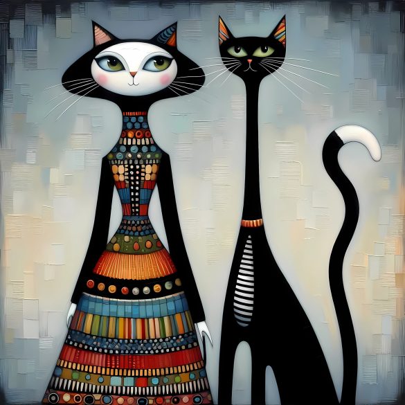 Nő macskával 702 - poszter - 50 x 50 cm