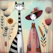 Nő macskával 703 - poszter - 50 x 50 cm