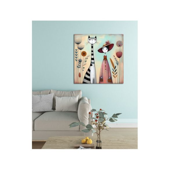 Nő macskával 703 - poszter - 50 x 50 cm