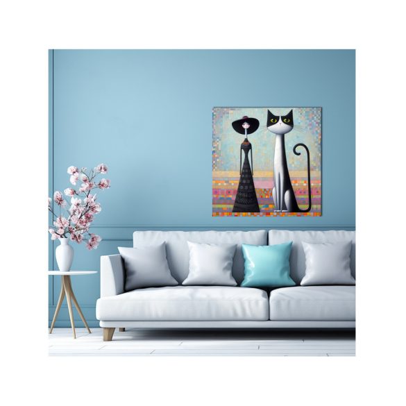 Nő macskával 705 - poszter - 50 x 50 cm