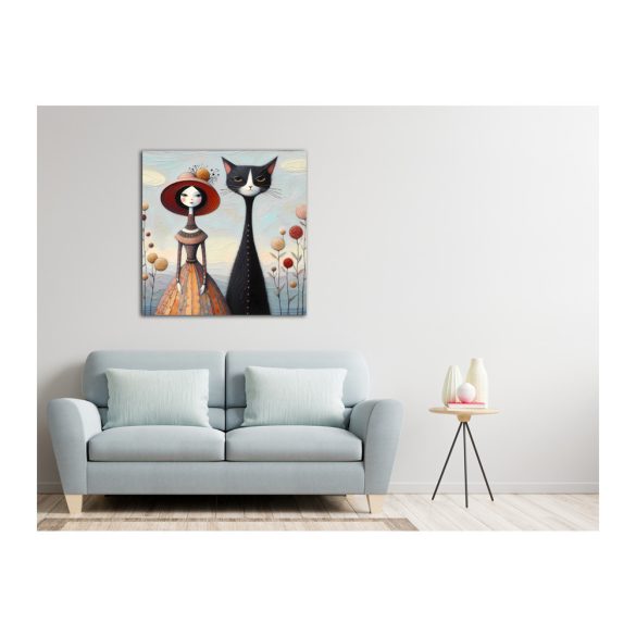 Nő macskával 708 - poszter - 60 x 60 cm