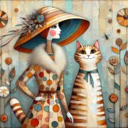 Nő macskával 711 - poszter - 50 x 50 cm