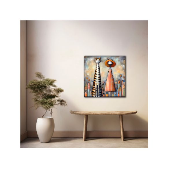 Nő macskával 712 - poszter - 50 x 50 cm