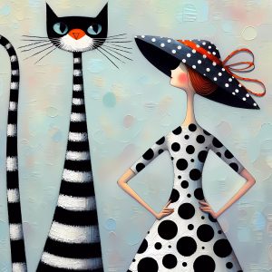 Nő macskával 730 - poszter - 50 x 50 cm