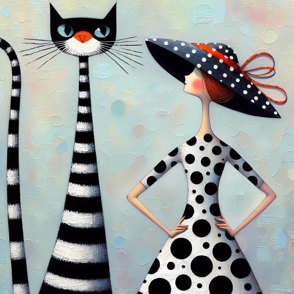 Nő macskával 730 - poszter - 50 x 50 cm