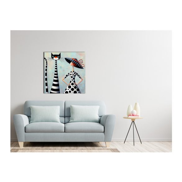 Nő macskával 730 - poszter - 50 x 50 cm