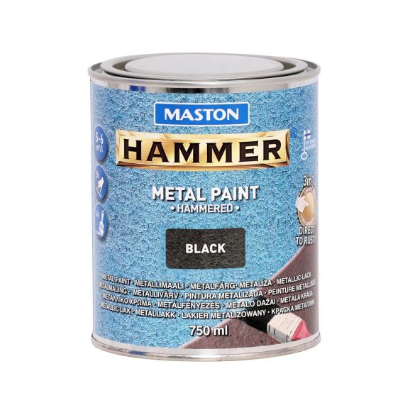 Maston Hammer 3:1 kalapácslakk, fémfesték - fekete - 750 ml