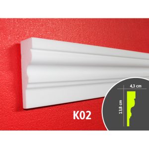 Kérgesített kültéri díszléc - K02 - 1,25 m