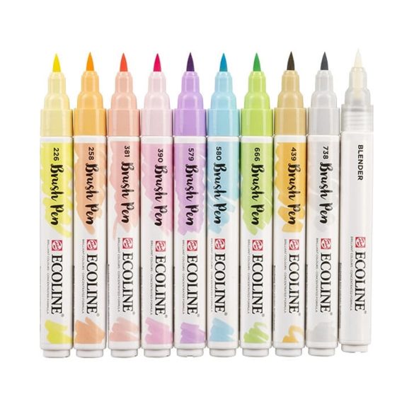 Talens Ecoline Brush Pen akvarell ecsetfilc készlet - pastel - 10 db