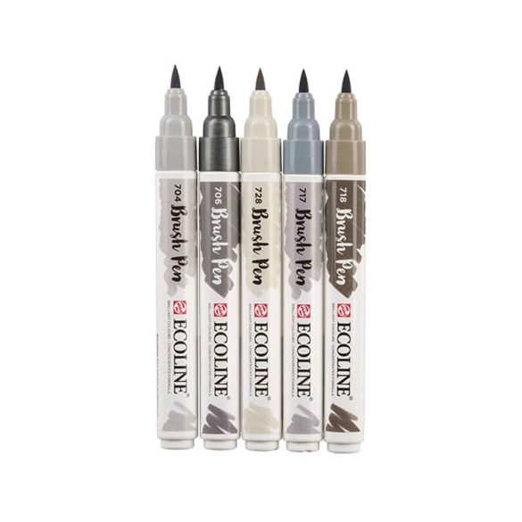 Talens Ecoline Brush Pen akvarell ecsetfilc készlet - grey - 5 db