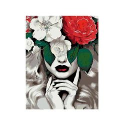   Számozott kifestő készlet vászonra - Virág Királynő - 35 x 45 cm