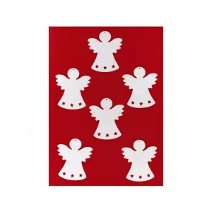 Filcfigura - Angyal csillaggal - fehér - 6 db