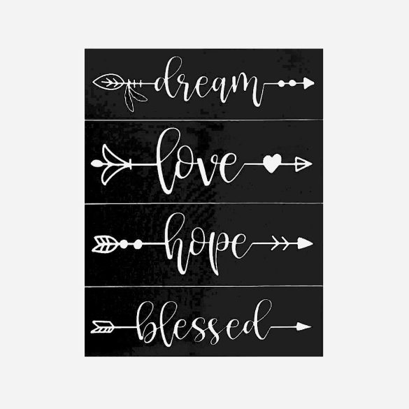 Szita-stencil 215 x 275 mm - Dream, love, hope, blessed