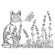 Stencil D méret 20 x 15 cm - Provence macskák