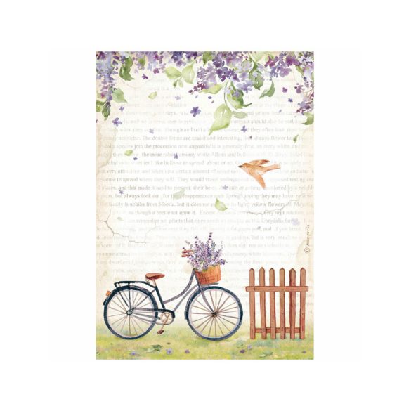 Dekupázs rizspapír - Create Happiness Welcome Home - bicycle - A4