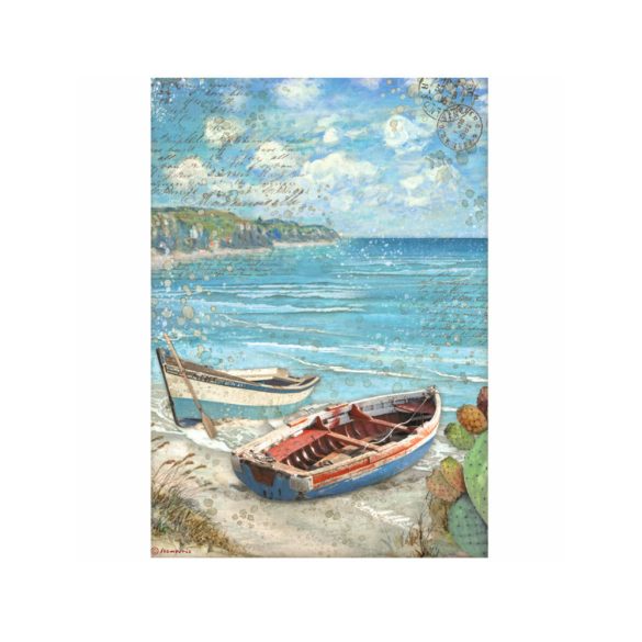 Dekupázs rizspapír - Blue dream boats - A4