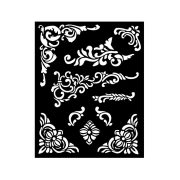   Vastag stencil 20 X 25 cm - Vintage Library corners and embellishment