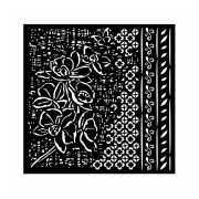   Vastag stencil 18 x 18 cm - Orchids and cats - orchid pattern