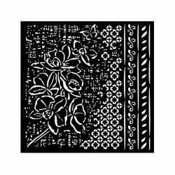   Vastag stencil 18 x 18 cm - Orchids and cats - orchid pattern