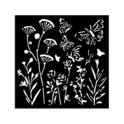 Vastag stencil 12 X 12 cm - Poppies and butterfly