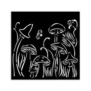 Vastag stencil 12 X 12 cm - Hidden Grove mushrooms