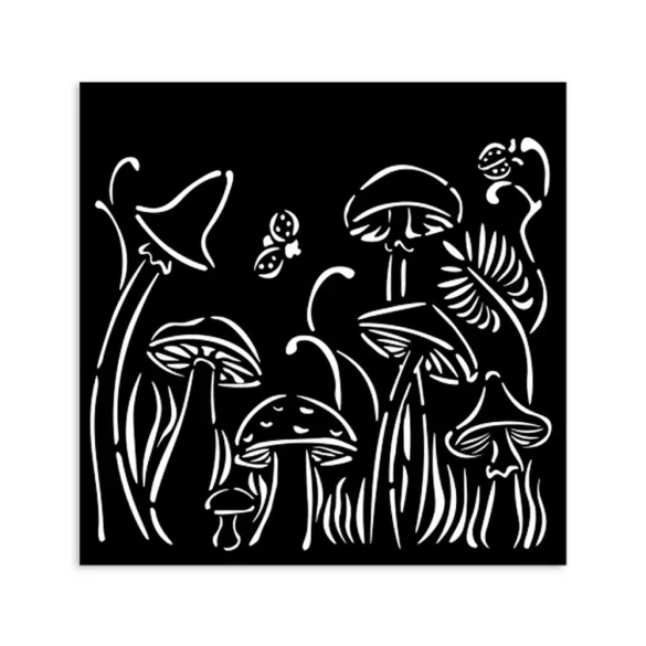 Vastag stencil 12 X 12 cm - Hidden Grove mushrooms