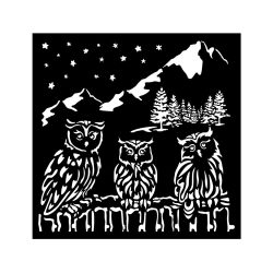 Vastag stencil 18 X 18 cm - The Owl's House - owls