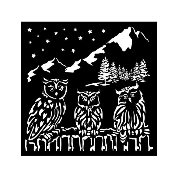 Vastag stencil 18 X 18 cm - The Owl's House - owls
