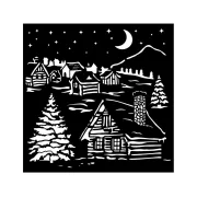 Vastag stencil 18 X 18 cm - The Owl's House - cottage