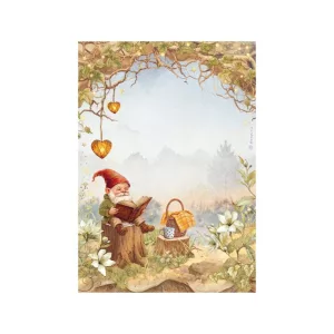 Dekupázs rizspapír - Whispering woods gnome - A4