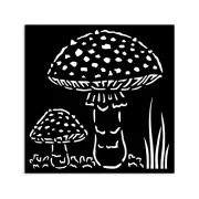 Vastag stencil 12 X 12 cm - Whispering woods mushrooms