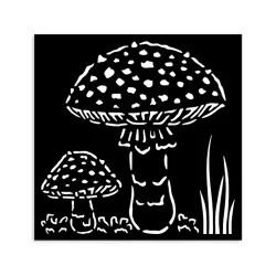 Vastag stencil 12 X 12 cm - Whispering woods mushrooms