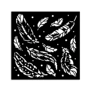 Vastag stencil 12 X 12 cm - Herbarium Silvae feather pattern