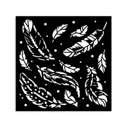 Vastag stencil 12 X 12 cm - Herbarium Silvae feather pattern