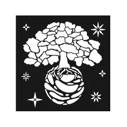 Vastag stencil 12 X 12 cm - A new Beginning The World Tree