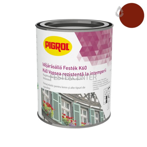 Pigrol K60 Időjárásálló festék - vörösesbarna - 0,75 l