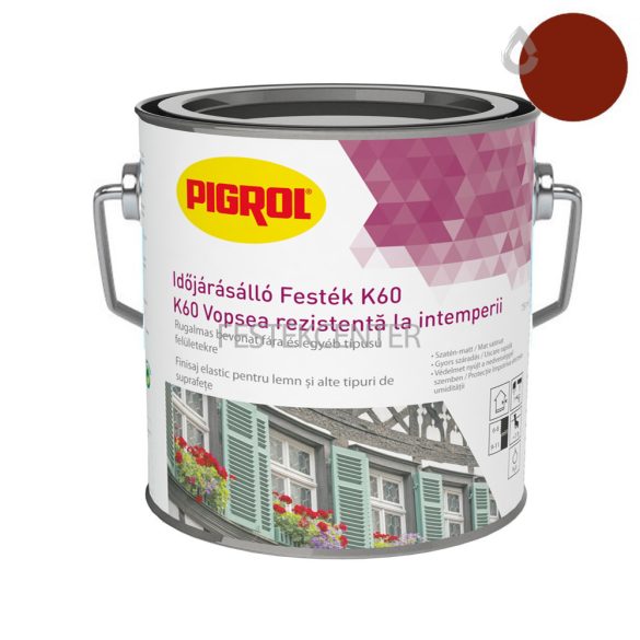 Pigrol K60 Időjárásálló festék - vörösesbarna - 2,5 l