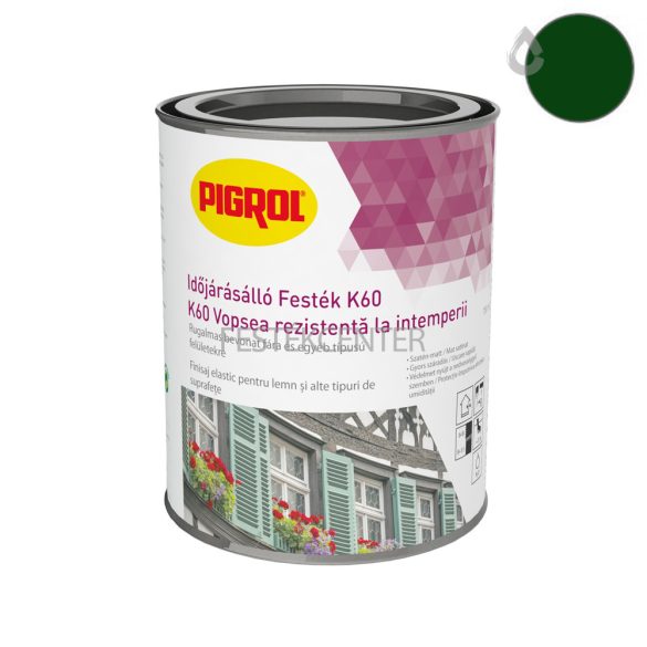 Pigrol K60 Időjárásálló festék - sötétzöld - 0,75 l