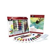   Royal & Langnickel Essential Akvarell festőkészlet ecsetekkel, akvarelltömbbel, színkeverő palettával -  12 x 12 ml akvarell
