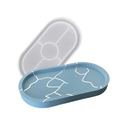   Jesmonite szilikon öntőforma akril- és műgyantához - ovális peremes alátét -  18 x 9,5 cm