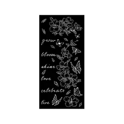   Vastag stencil 12 x 25 cm - Create Happiness Secret - Diaryflowers and butterfly