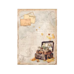Dekupázs rizspapír - Golden Harmony suitcase - A4