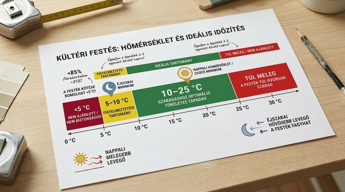 Nappali és éjszakai hőmérséklet kültéri homlokzatfestéshez